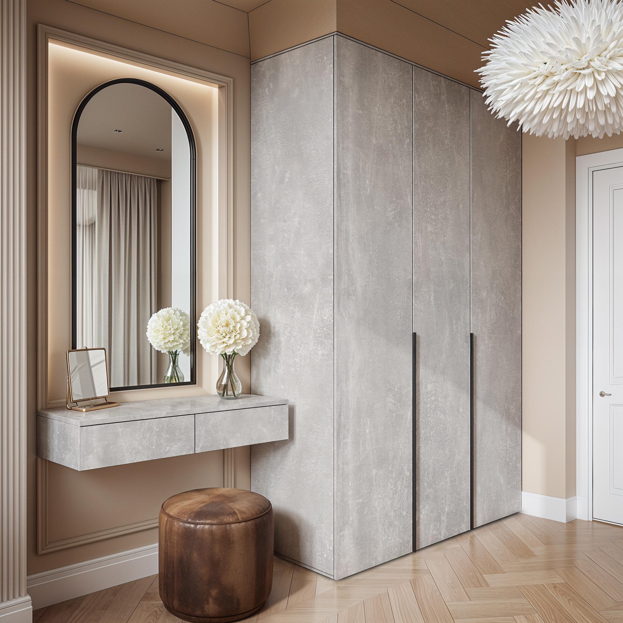 Комплект мебели Moris шкаф с полками и штангой и туалетный стол 2800x520х2200 мм Бетон