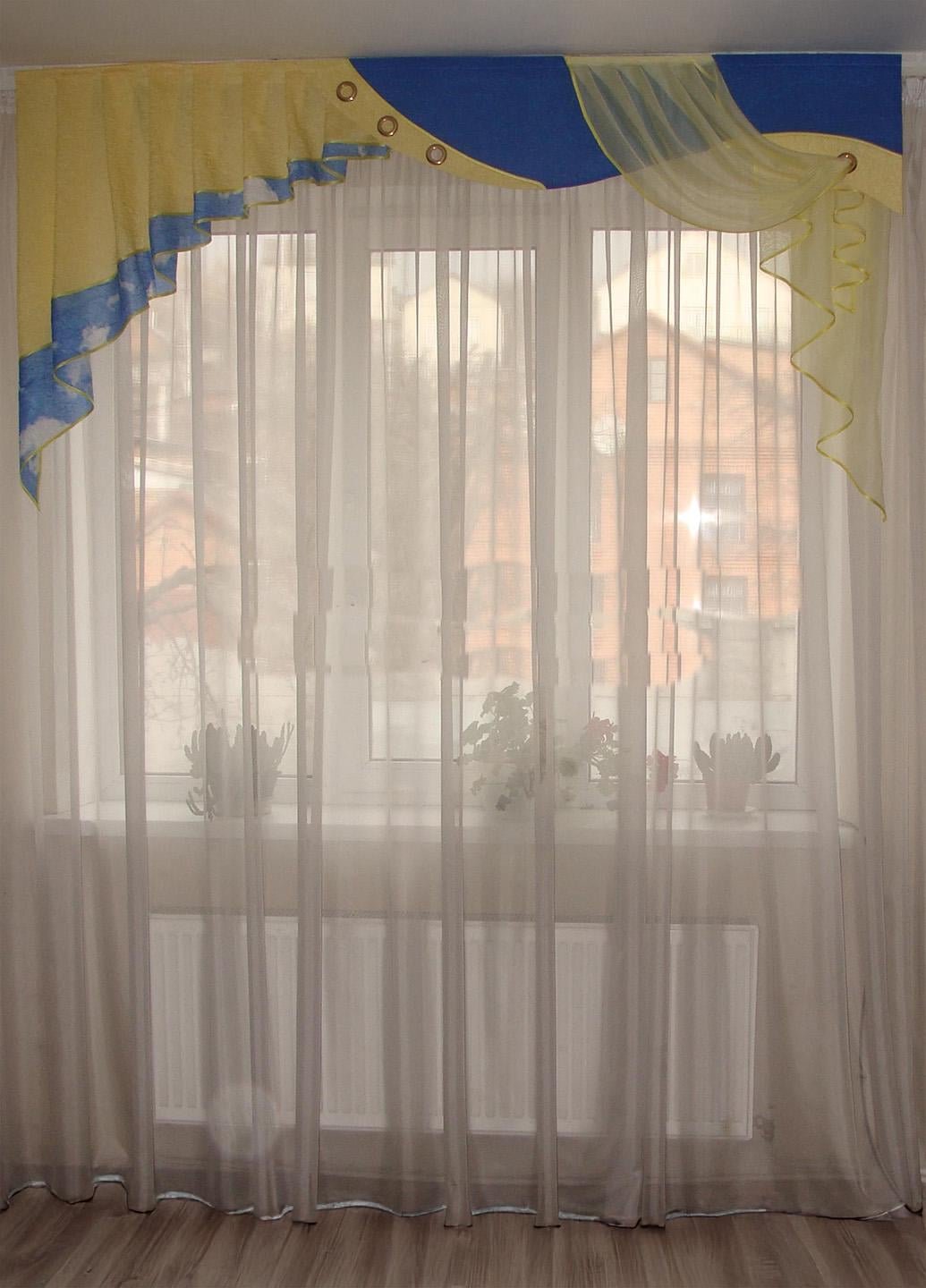 Ламбрекен жорсткий Firanka Стайл 2 м Синій з жовтим (49_1ж)