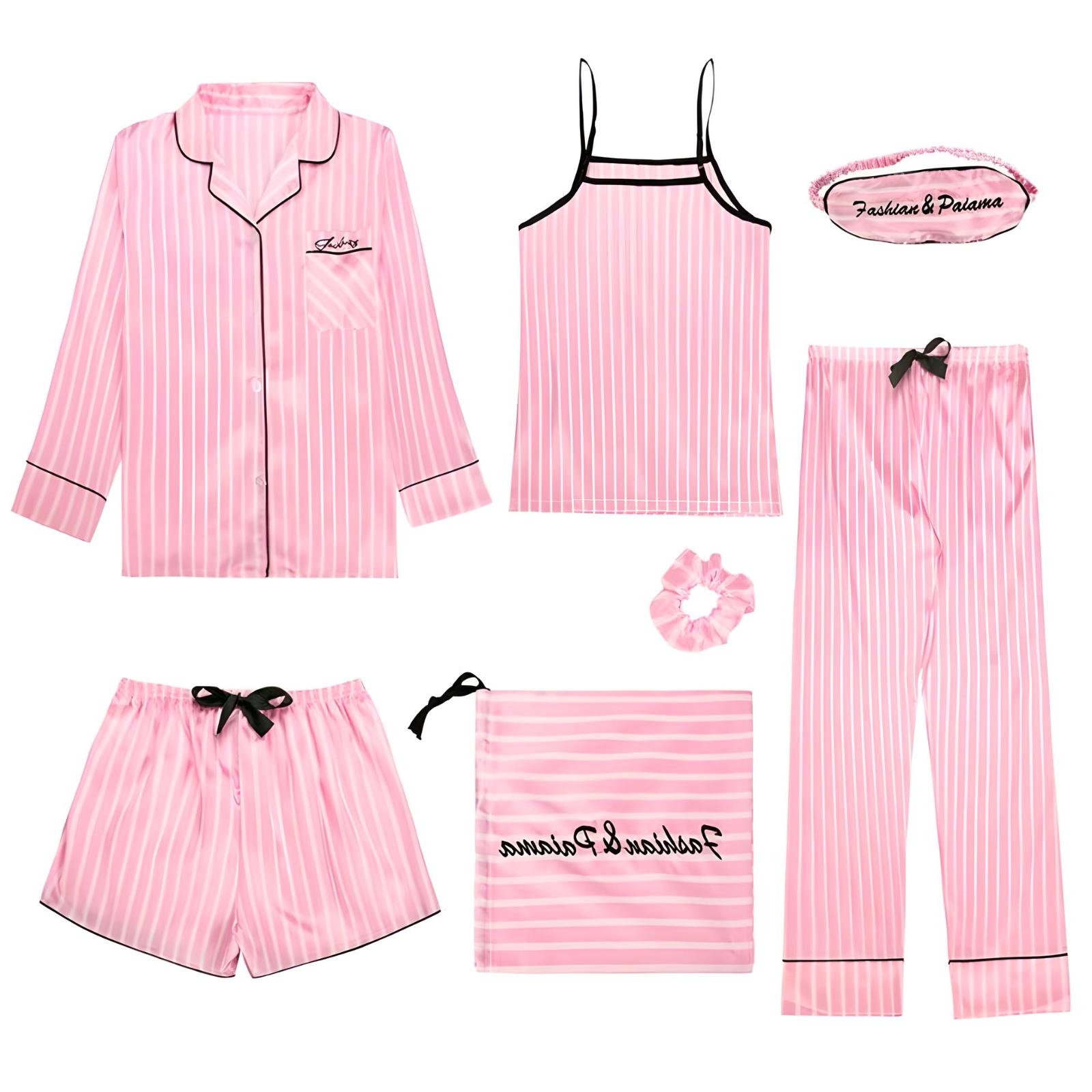 Пижама женская набор 6в1 XS-S Розовый (0060)