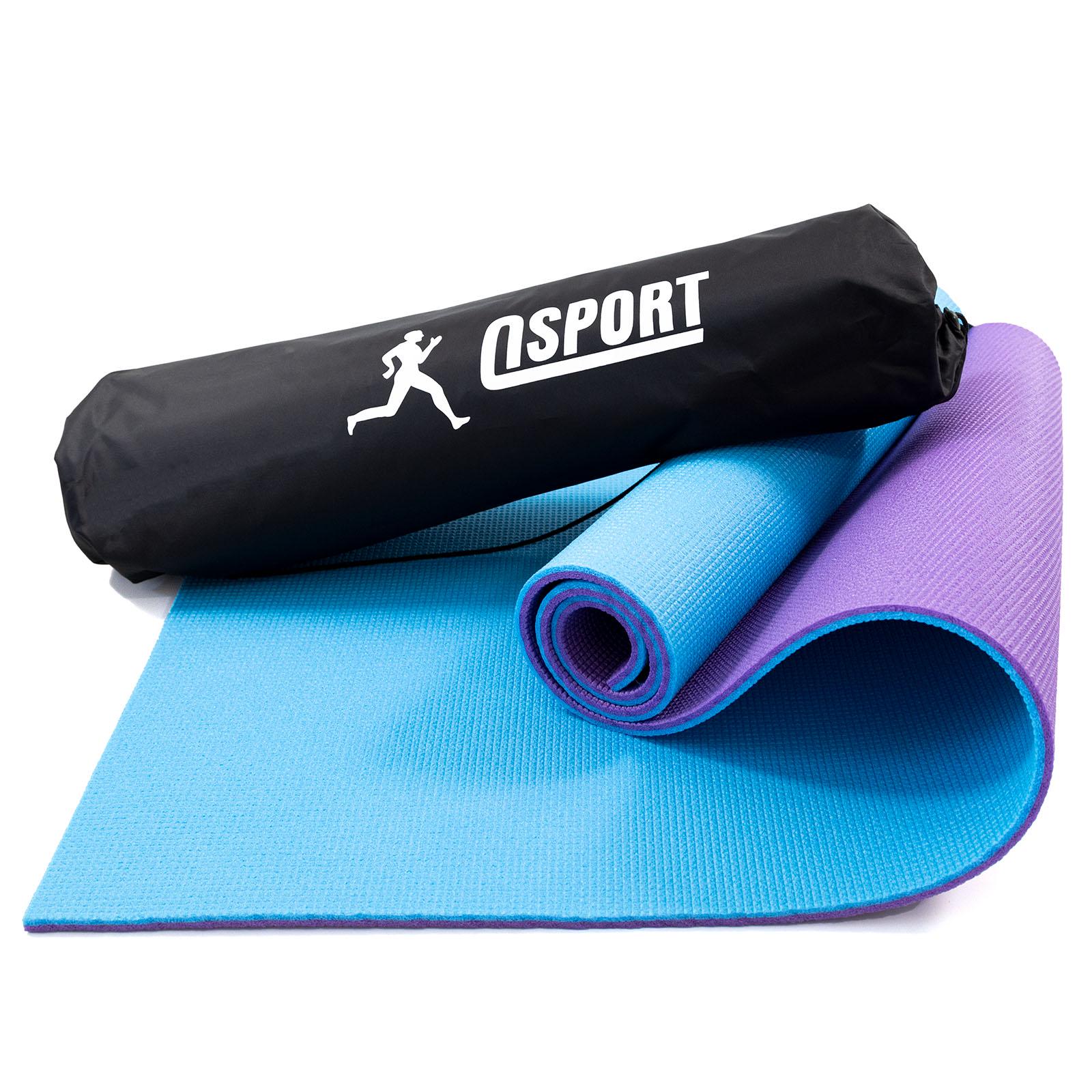 Килимок для йоги та чохол OSPORT n-0008 Спорт 8 мм Фіолетовий/Блакитний (21440)