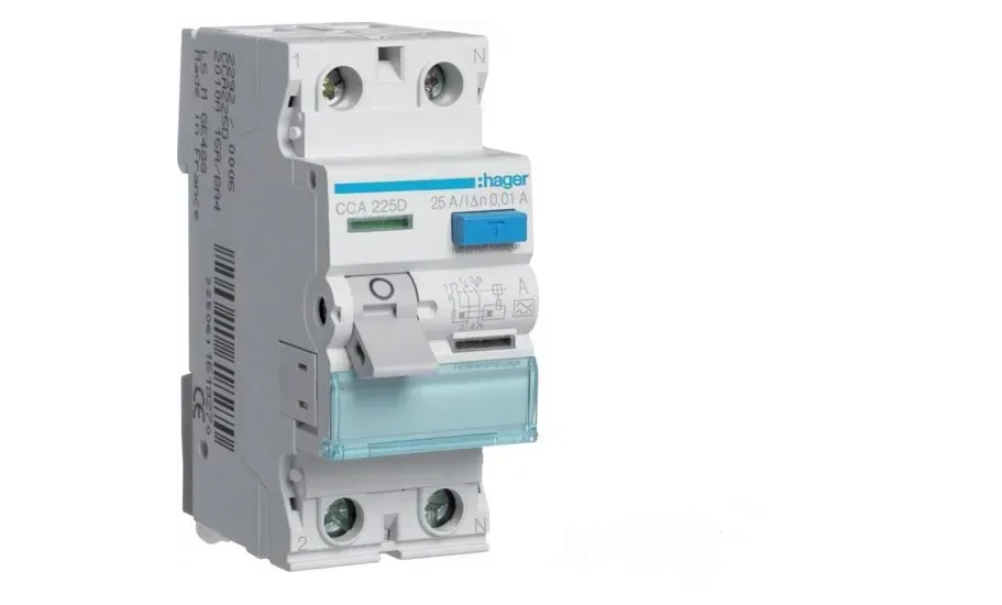 Устройство защитного отключения Hager 2P 6kA 25A 10mA CCA225D (36935638)
