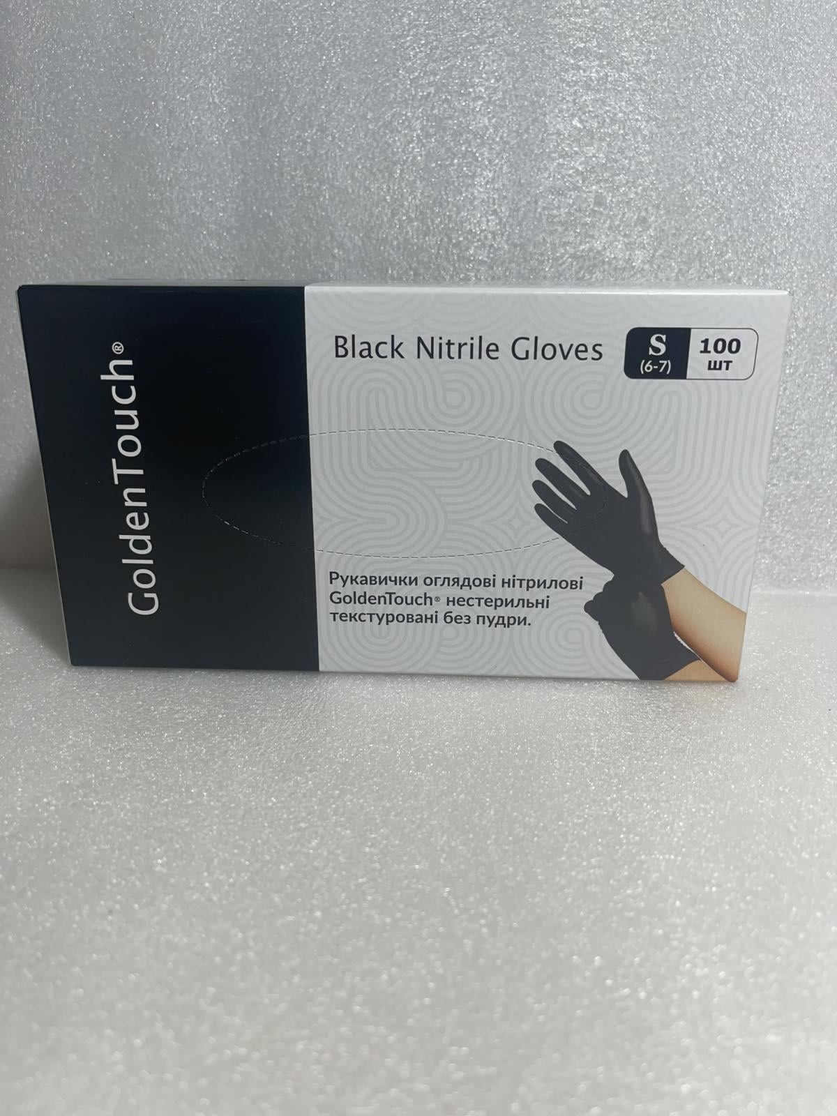 Перчатки нитриловые GoldenTouch Black плотность 3 7 г в упаковке 50 пар S Черный (38728493)