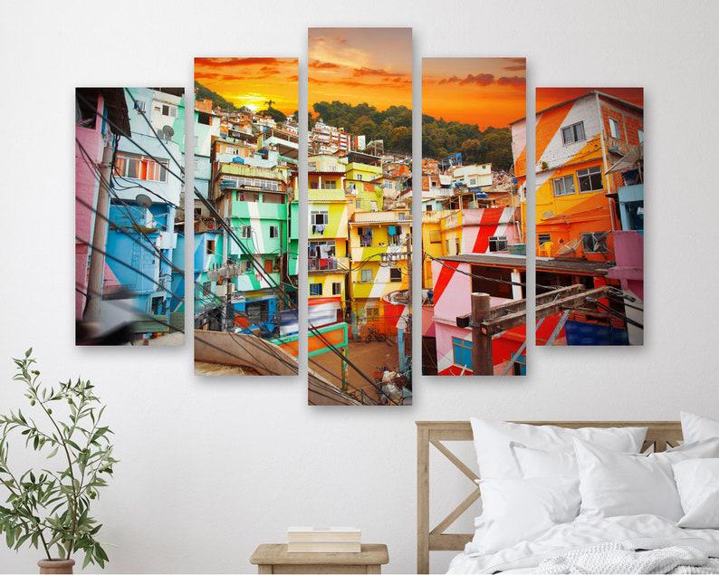 Модульна картина на полотні з п'яти частин KIL Art Район у Ріо-де-Жанейро 137x85 см (M51_L_248)