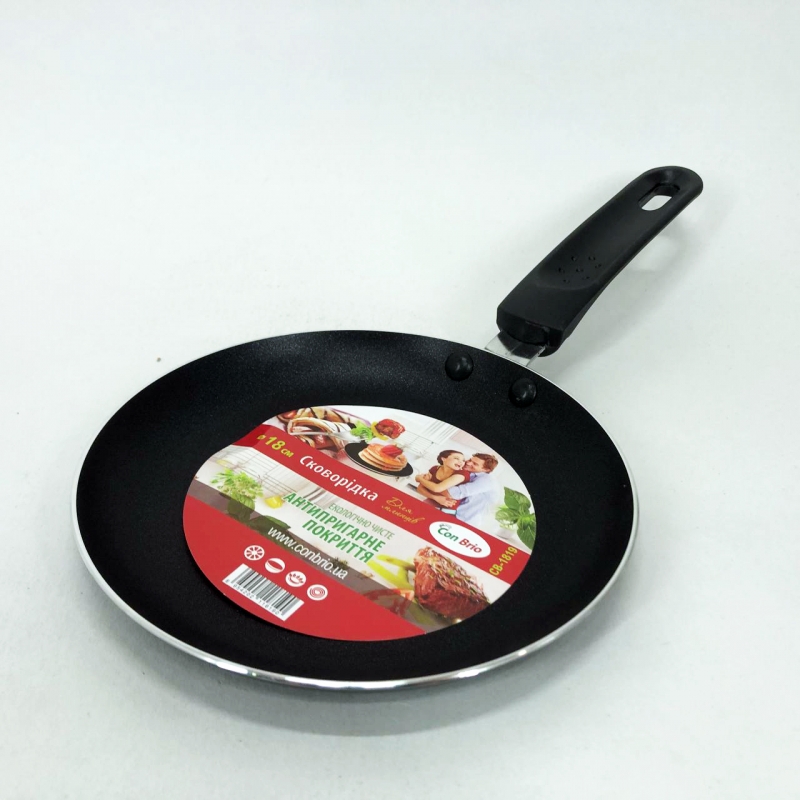 Сковорода Con Brio СВ-1819 для млинців індукційне дно 18 см (tf5159) - фото 2 Сковорода Con Brio СВ-1819 для млинців індукційне дно 18 см (tf5159) - фото 2