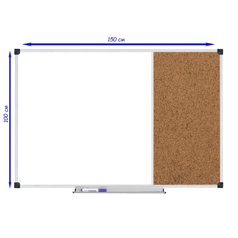 Дошка комбі пробкова/маркерно-магнітна 150x100 см (tf1428) - фото 2 Дошка комбі пробкова/маркерно-магнітна 150x100 см (tf1428) - фото 2