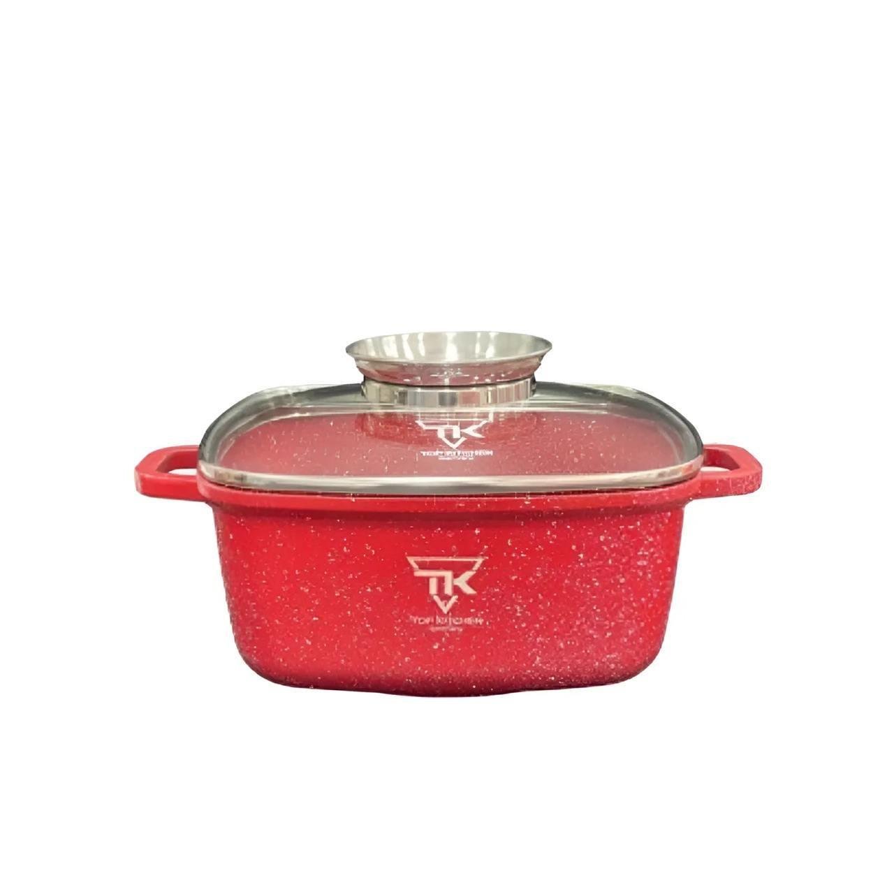 Каструля-казан з кришкою Top Kitchen TК00056 антипригарним мармуровим покриттям 6,7 л Червоний (2480455398)