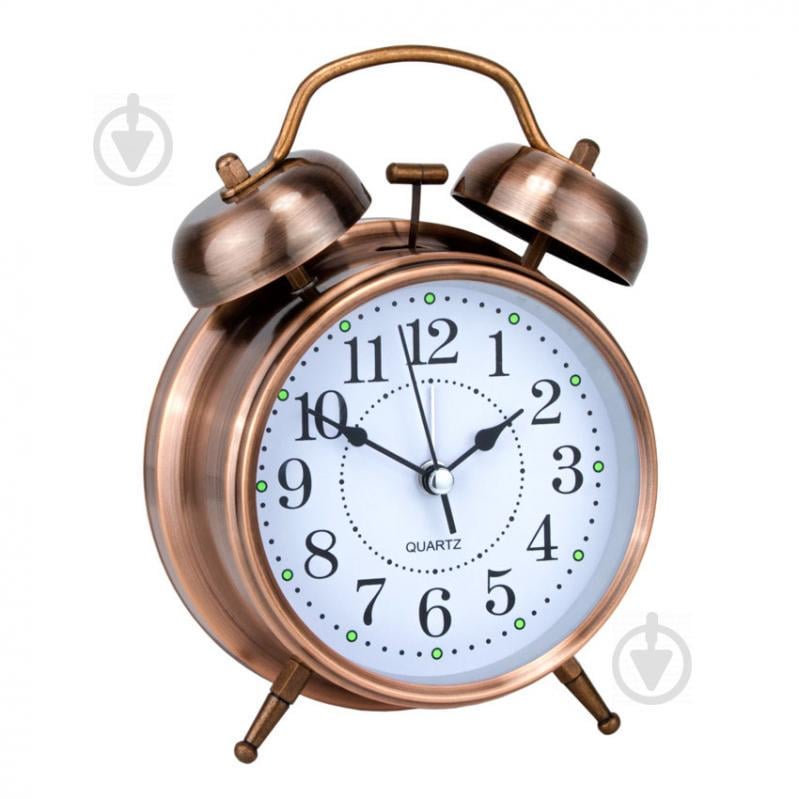 Часы настольные Clock с будильником Моен Классик Тихий ход 16х11,5х5,5 см Медный (16282)