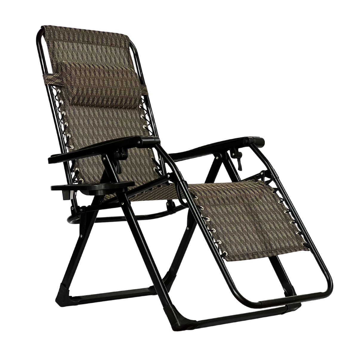 Кресло шезлонг раскладное LEOBRO Zero Gravity Premium Plaid с подголовником и регулировкой спинки 178х64х110 см