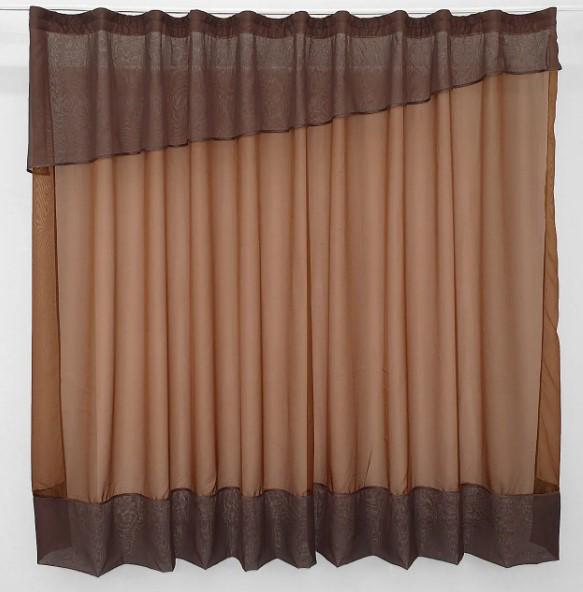 Фіранка на кухню шифон 280х170 см Коричневий/Венге (047к) - фото 1 Фіранка на кухню шифон 280х170 см Коричневий/Венге (047к) - фото 1