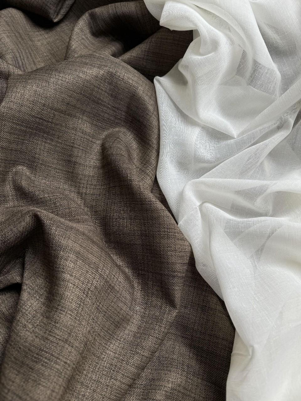 Ткань шторная лен блэкаут Balat Шторы Тут однотонная Коричневый Ткань шторная лен блэкаут Balat Шторы Тут однотонная Коричневый