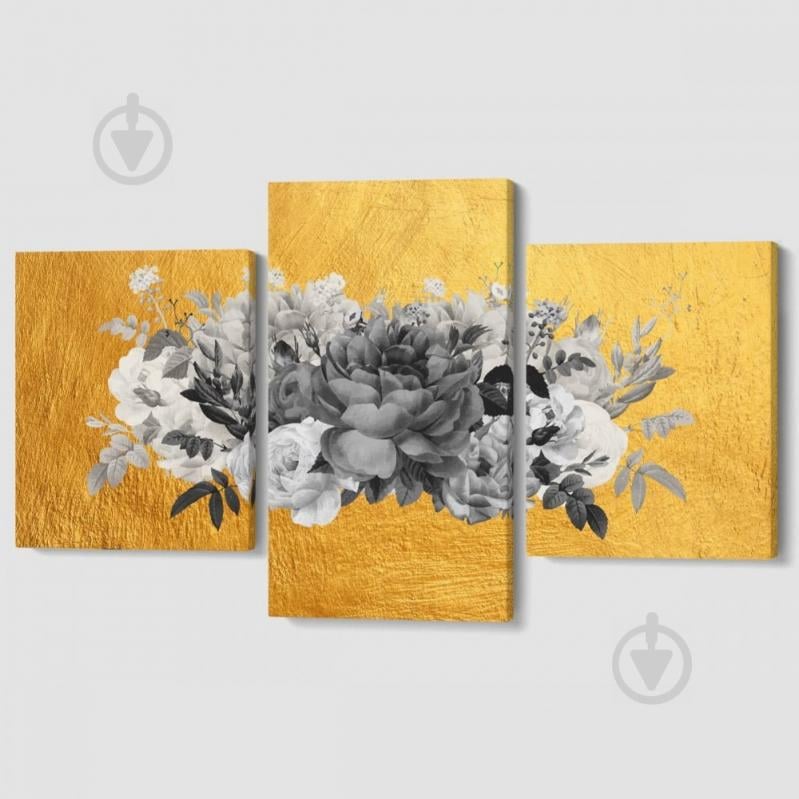 Модульная картина из трех частей Malevich Store 96x60 см Black and White Flowers (MK322038)