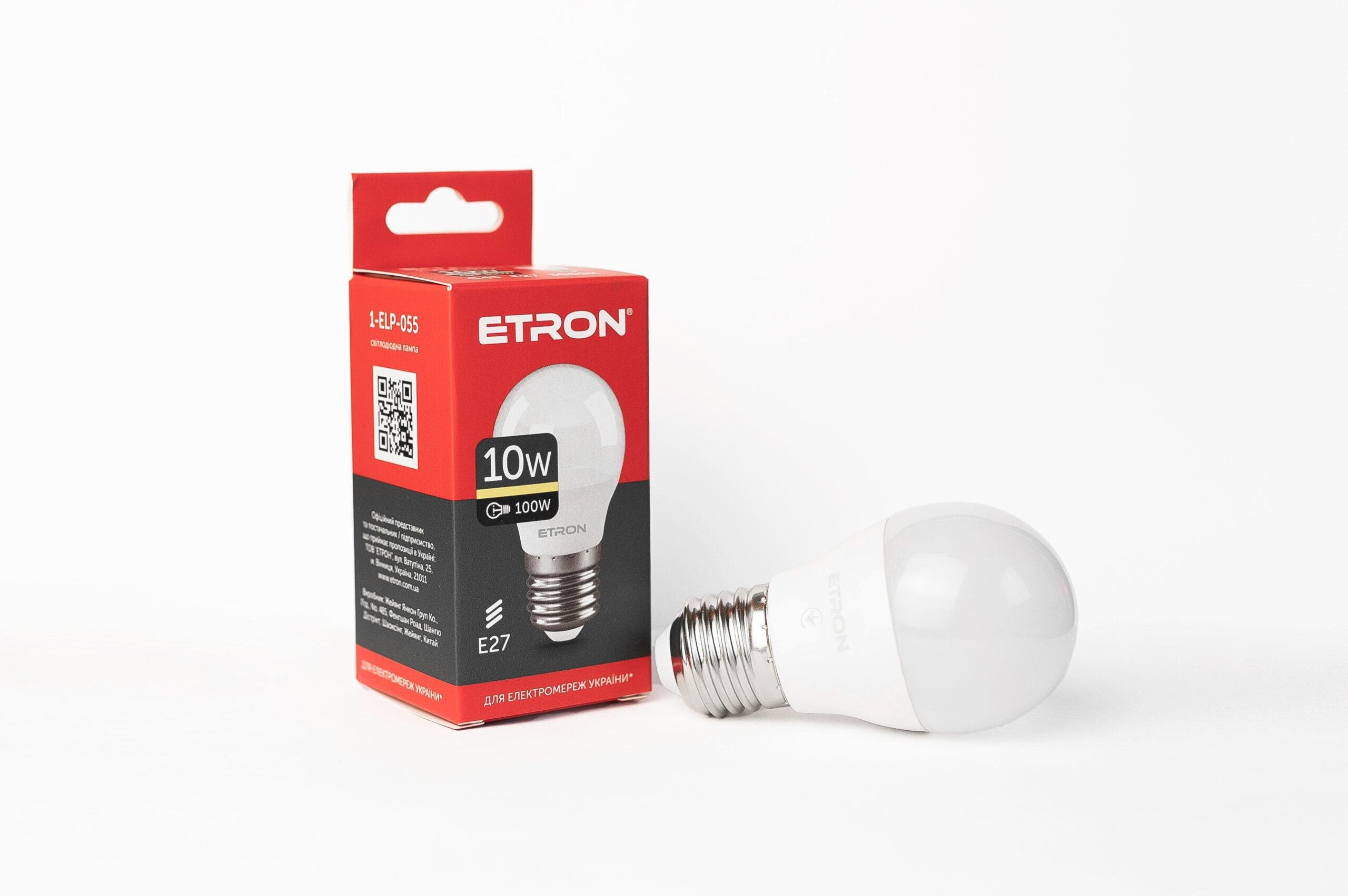 Светодиодная лампа ETRON 10W G45 3000K 220 V E27 теплый свет (20835)