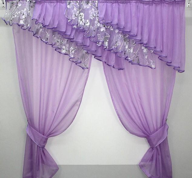 Шторки кухонные с ламбрекеном 150х170 см Сиреневый/Белый (00к 59-201) Шторки кухонные с ламбрекеном 150х170 см Сиреневый/Белый (00к 59-201)