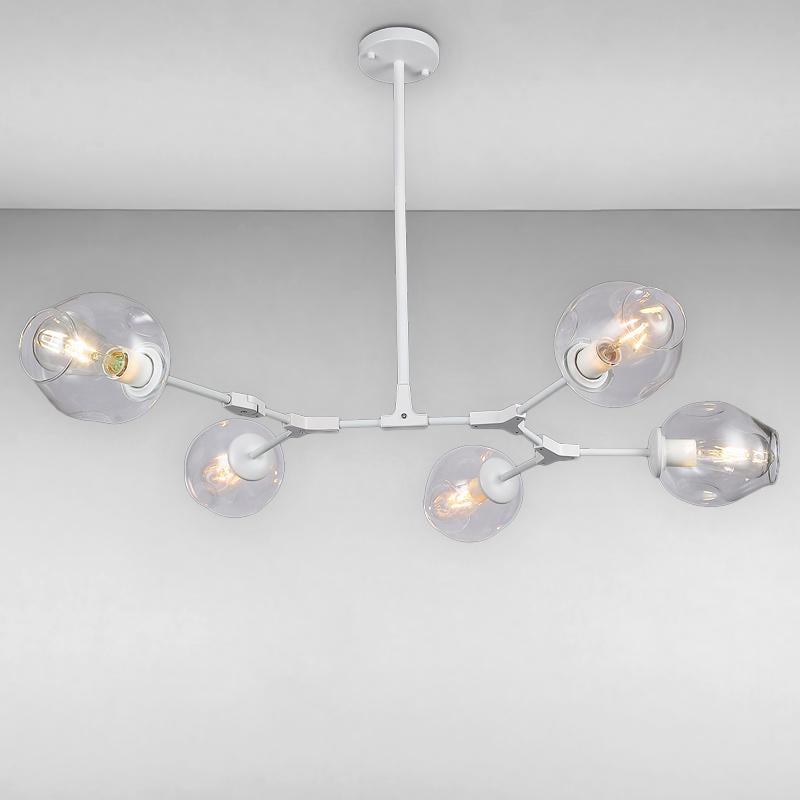 Люстра на 5 прозорих молекул Білий (52-L7731-5 WH+CL) Люстра на 5 прозорих молекул Білий (52-L7731-5 WH+CL)