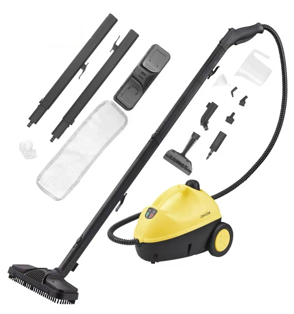 Пароочиститель Zepline ZP-00223 на колесах с насадками на 1,2 л 3000 Вт Желтый (32715047)