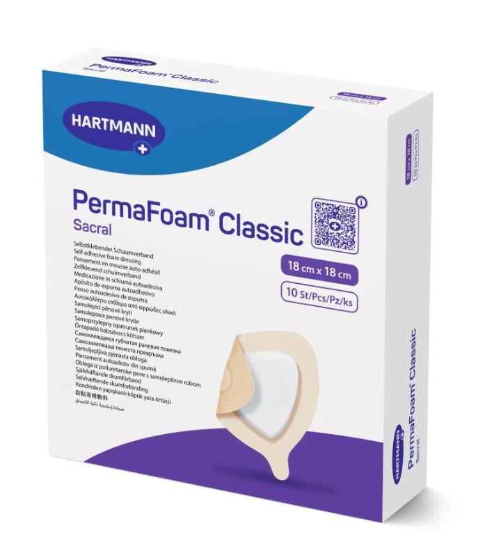 Повязка губчатая самоклеющаяся специальной формы PermaFoam Classic Sacral 18х18 см