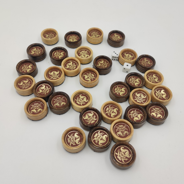 Фишки для нард штамп №25 с кожаной вставкой 25х12 мм (33732395)