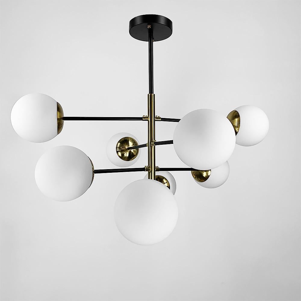 Люстра на 8 белых плафонов с латунной фурнитурой Черный (YG8132-8)