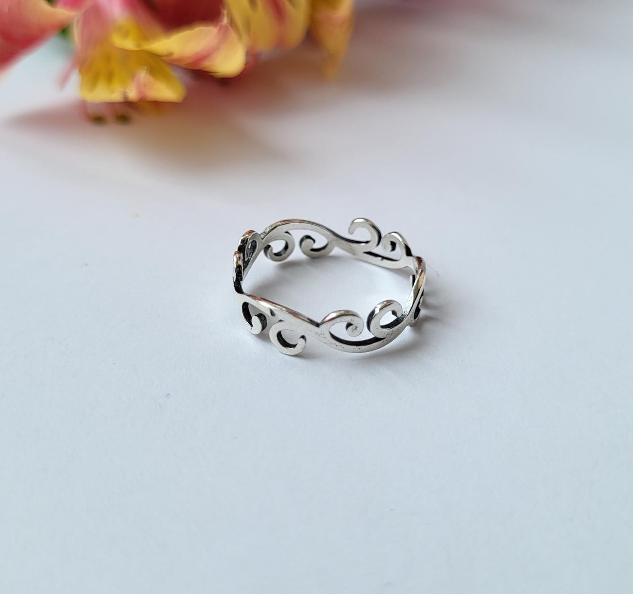 Кольцо без камней Завиток черное серебро 925 пробы 1,30 г 18,5 (4820ч)