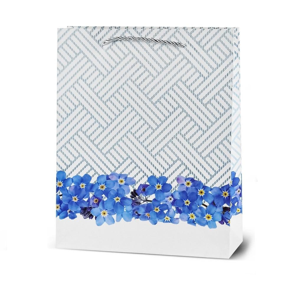 Подарочный пакет с ручками Stenson Floral R33177-L 30х41,5х12 см Голубой (24869007)