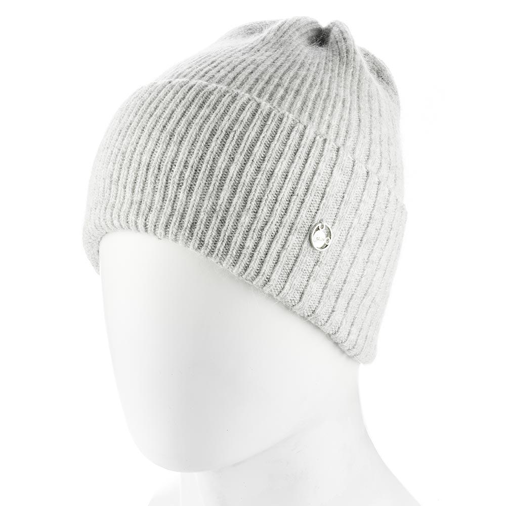 Шапка женская ангоровая прибранная Atrics WH908 одинарная без подкладки с отворотом сверху Пепельный - фото 1