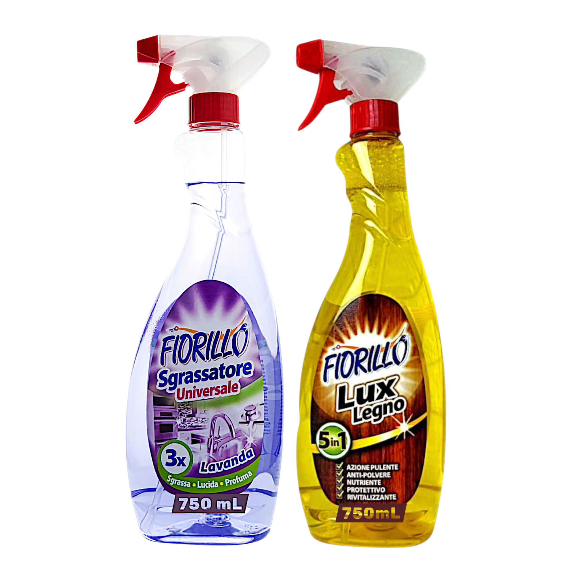 Набор очистителей Fiorillo Lux Legno 5в1 and SGRASSATORE Lavanda по 750 мл 2 шт. (003217/0308)