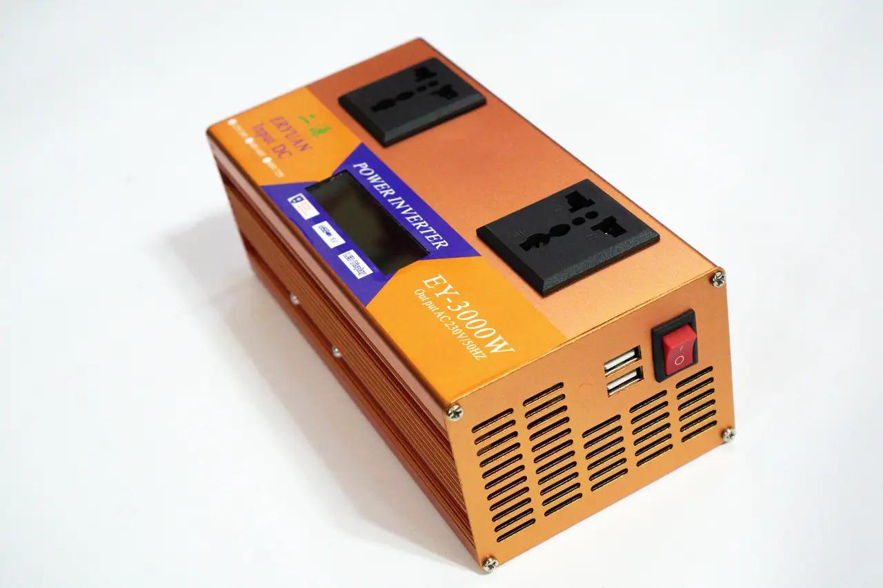 Инвертор автомобильный преобразователь напряжения 12 В-220 В 3000 Вт LCD Gold (1707906809) - фото 3 Инвертор автомобильный преобразователь напряжения 12 В-220 В 3000 Вт LCD Gold (1707906809) - фото 3