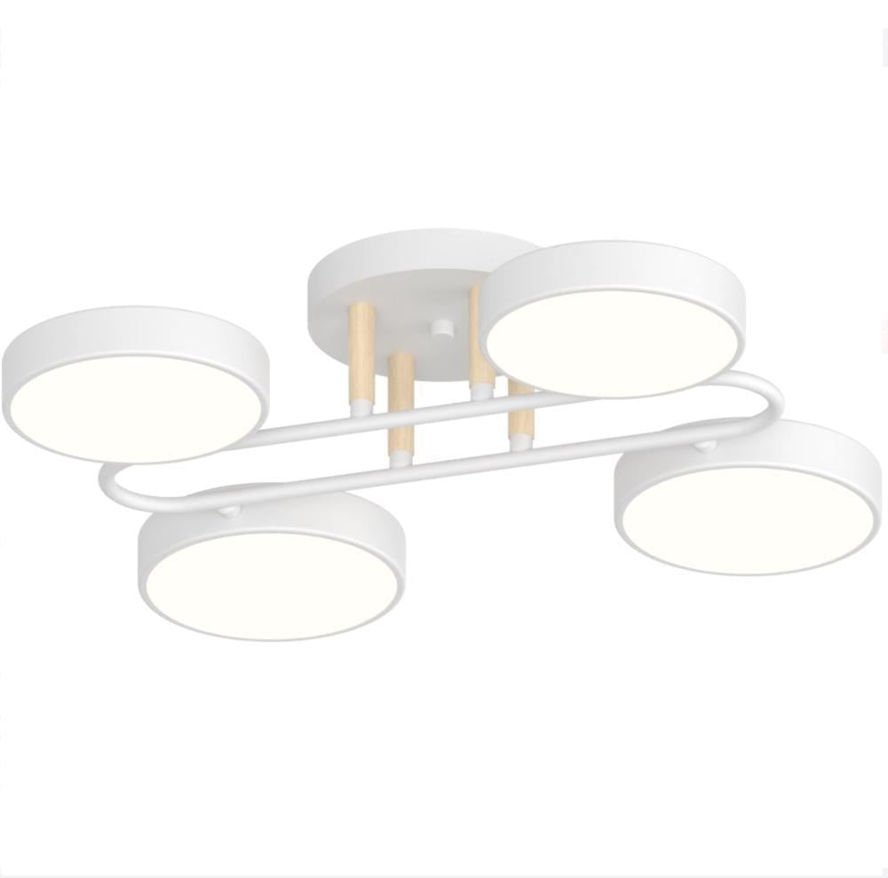 Люстра стельова світлодіодна Valeso XI3322-4 72W з дерев'яним декором 3000/4200/6000К IP20 Білий (00000139041)