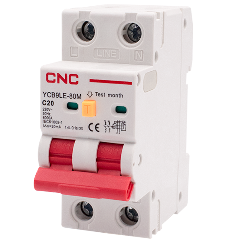 Выключатель дифференциальный CNC YCB9LE-80M 1Р+N 20А 30мА 6кА C тип АС (Б00044014) Выключатель дифференциальный CNC YCB9LE-80M 1Р+N 20А 30мА 6кА C тип АС (Б00044014)