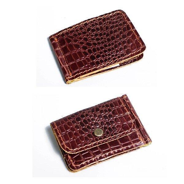 Зажим для денег с карманом для монет кожа под крокодила Коричневый (1939517807) - фото 3 Зажим для денег с карманом для монет кожа под крокодила Коричневый (1939517807) - фото 3