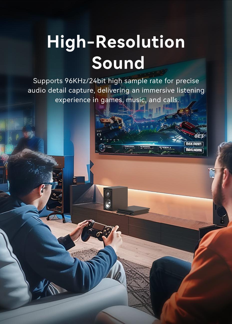 Зовнішня звукова карта Vention USB 1 м звук 96кГц/24біт OMTP/CTIA шумозаглушення DSP алюмінієвий Чорний (CVEBF) - фото 6