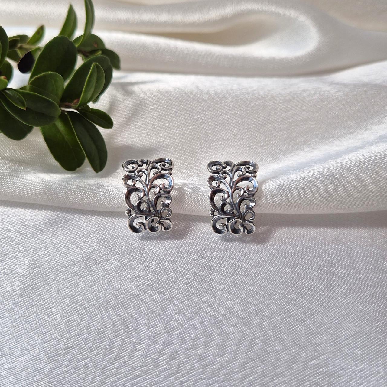 Сережки без каменів світязь срібло 925 проби чорнене 3,85 г (2369с)