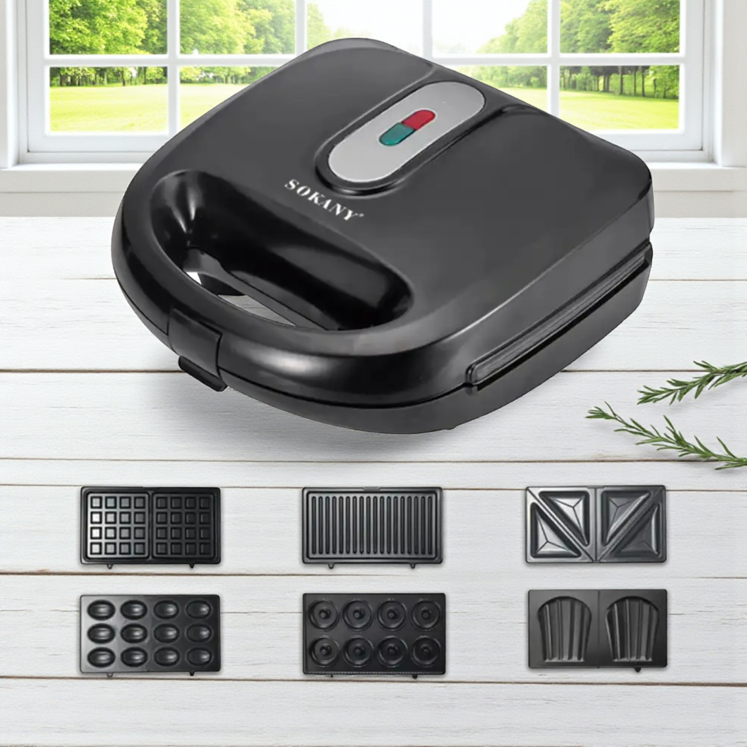 Мультипекар универсальный Sokany SK-908 6в1 для вафель/орехов/сэндвичей 750 Вт Черный (SK-908) - фото 5 Мультипекар универсальный Sokany SK-908 6в1 для вафель/орехов/сэндвичей 750 Вт Черный (SK-908) - фото 5