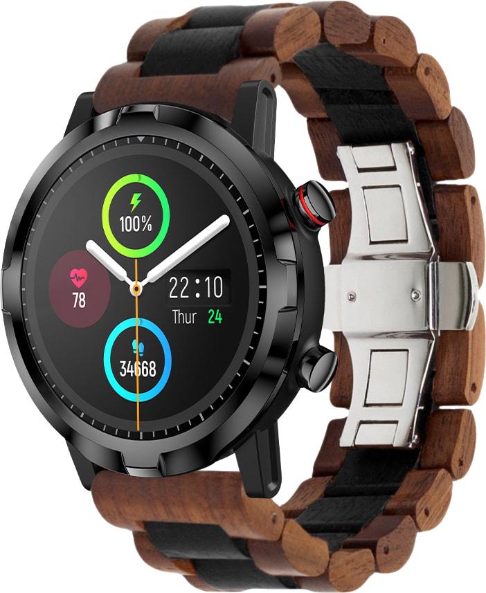 Ремешок деревянный WoodLock для Haylou Smart Watch RT LS05S Black/Brown (28688-26)