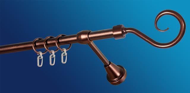 Карниз для штори Plastidea Гак одинарний металевий з гачками D 16 мм 140 см Мідь - фото 1 Карниз для штори Plastidea Гак одинарний металевий з гачками D 16 мм 140 см Мідь - фото 1