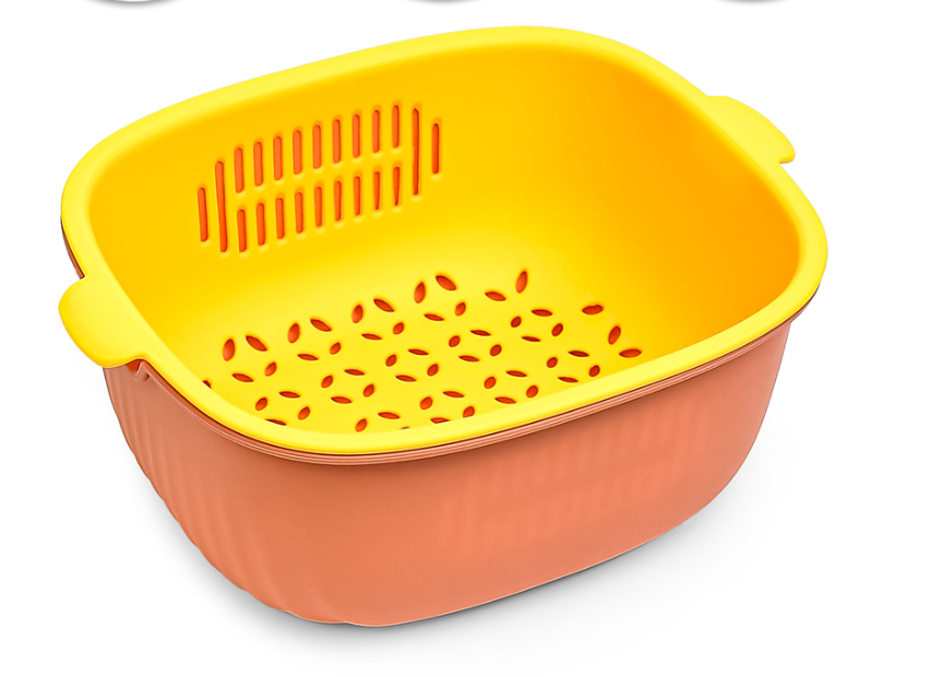 Миска с пластиковым ситом Stenson R90353-25 25x21 см Желто-оранжевый (618954) Миска с пластиковым ситом Stenson R90353-25 25x21 см Желто-оранжевый (618954)