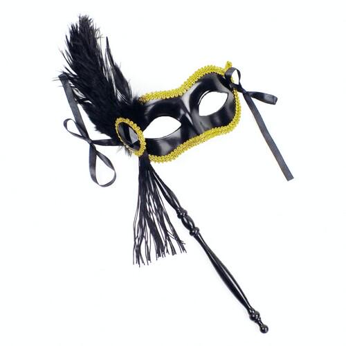 Маска Бал-маскарад с пером SETA Decor 20-821BLK