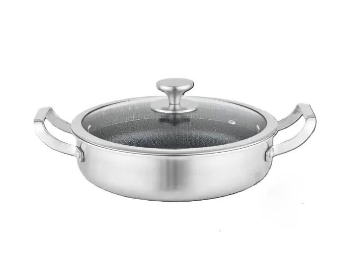 Сковорода сотейник с крышкой из нержавеющей стали Benson BN-699 d 26 см Серебристый (BN-699)