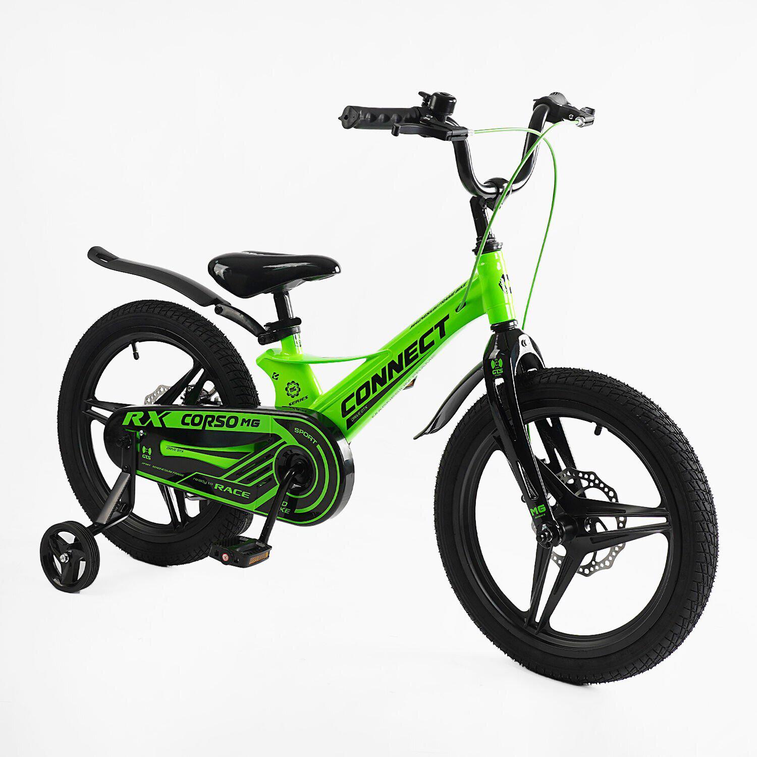 Велосипед двухколесный Corso Connect 18" детский магниевый Зеленый - фото 1 Велосипед двухколесный Corso Connect 18" детский магниевый Зеленый - фото 1