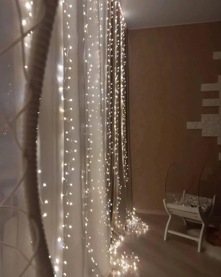 Гірлянда світодіодна Роса хвойна лапа/мішура/павутиння 3 на 3 м 750 ламп від USB 8 режимів пульт керування теплий білий (28673644) - фото 8