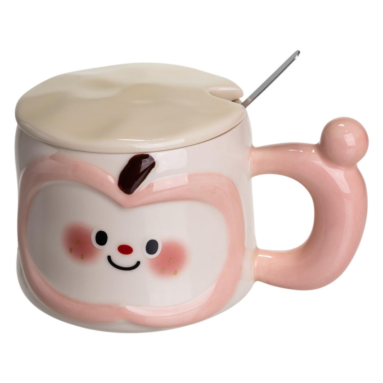 Чашка порцелянова Cute Apple з кришкою та ложкою 400 мл Рожевий (FM-25C) - фото 3 Чашка порцелянова Cute Apple з кришкою та ложкою 400 мл Рожевий (FM-25C) - фото 3
