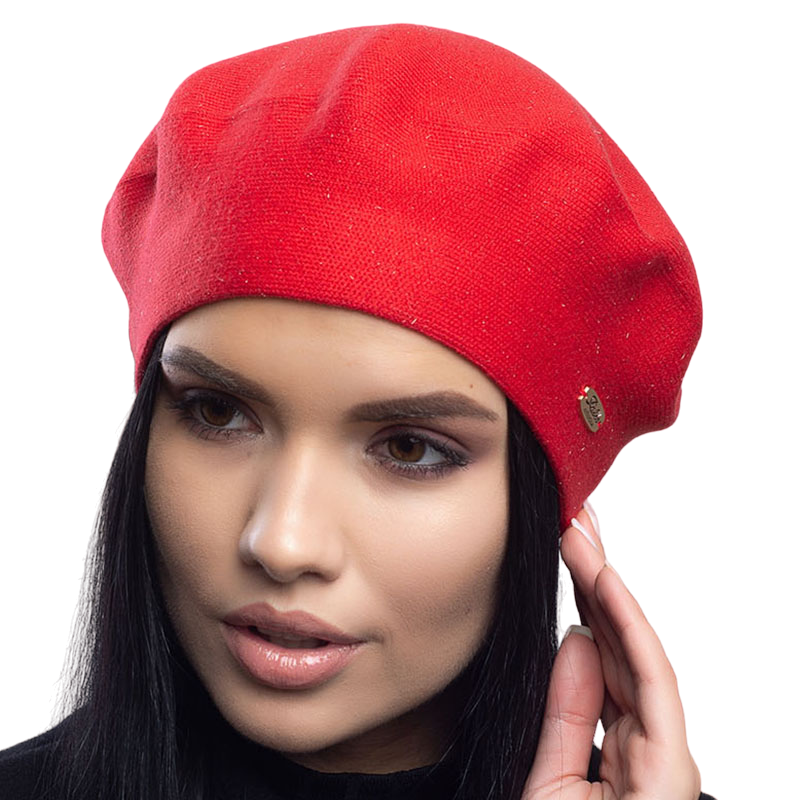 Берет женский Leks Сказка двойной с люрексом Красный (129403)