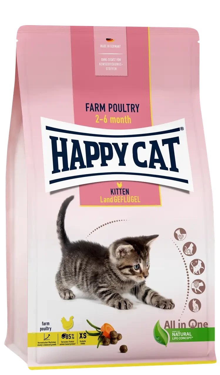 Корм сухой Happy Cat Kitten Land-Geflugel для котят с птицей 1,3 кг (70535)