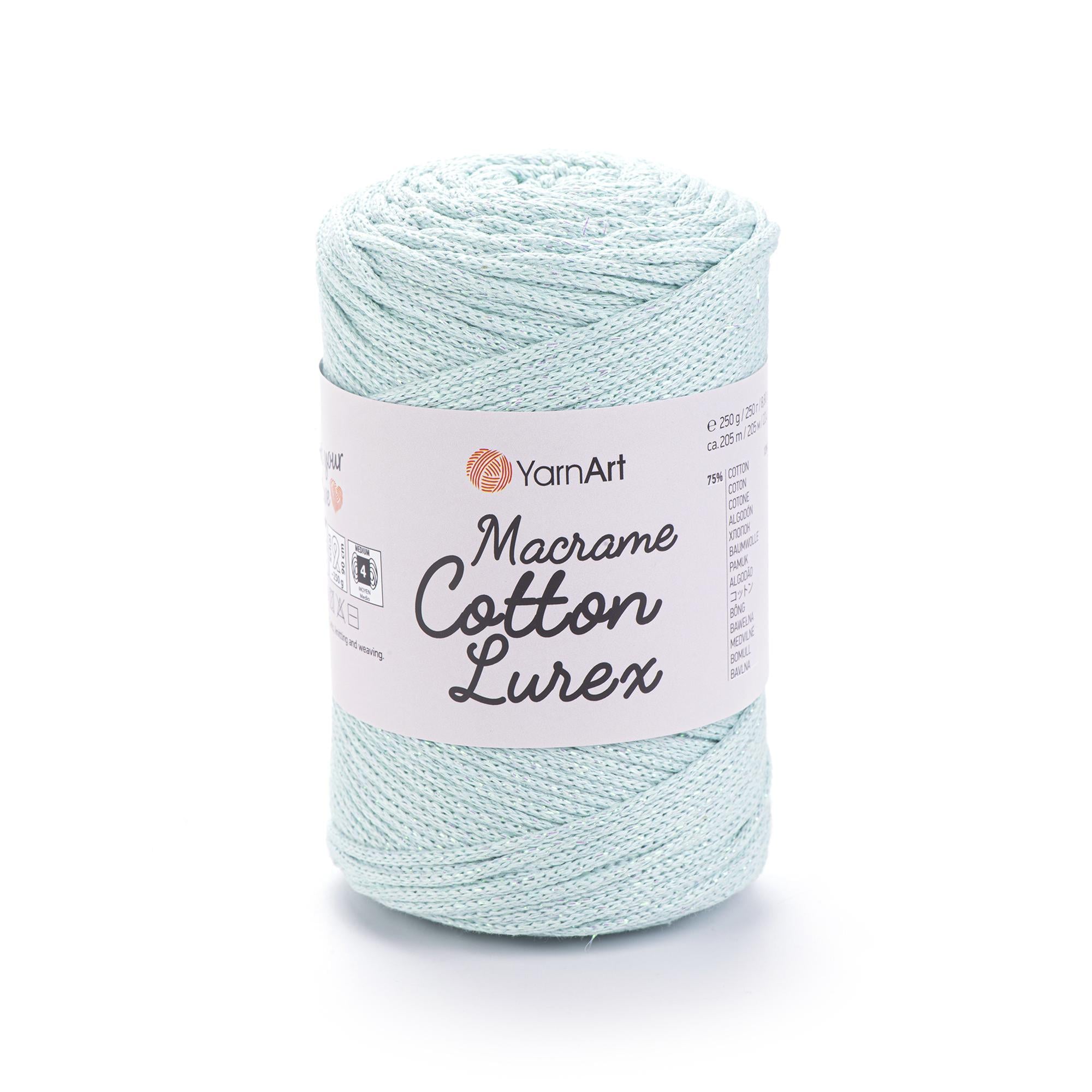Шнур плетеный Macrame Cotton Lurex 2 мм Мятный люрекс серебро №738 (2299745996)