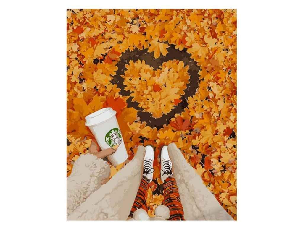 Картина по номерам Strateg Сердце из осенних листьев 40х50 см (GS863)