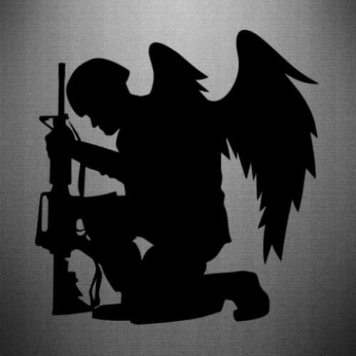 Наклейка Військовий Янгол 38,6x40 см Чорний (21557799)