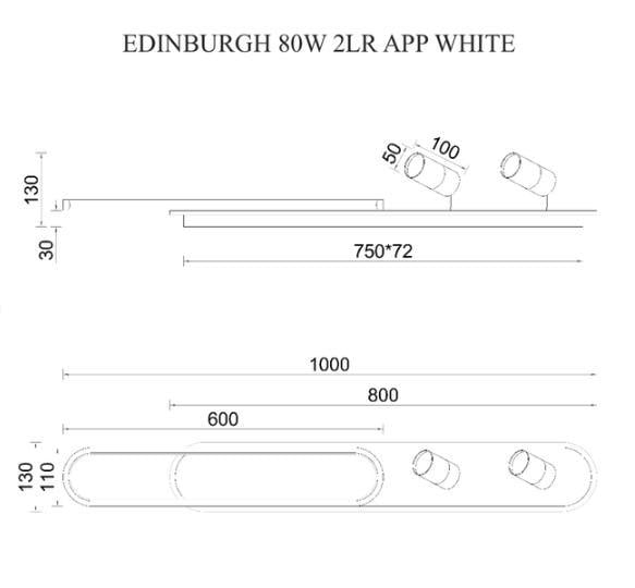 Люстра светодиодная ESLLSE EDINBURGH 2LR APP с пультом 70+4W 1000x160 мм Белый (10213) - фото 13