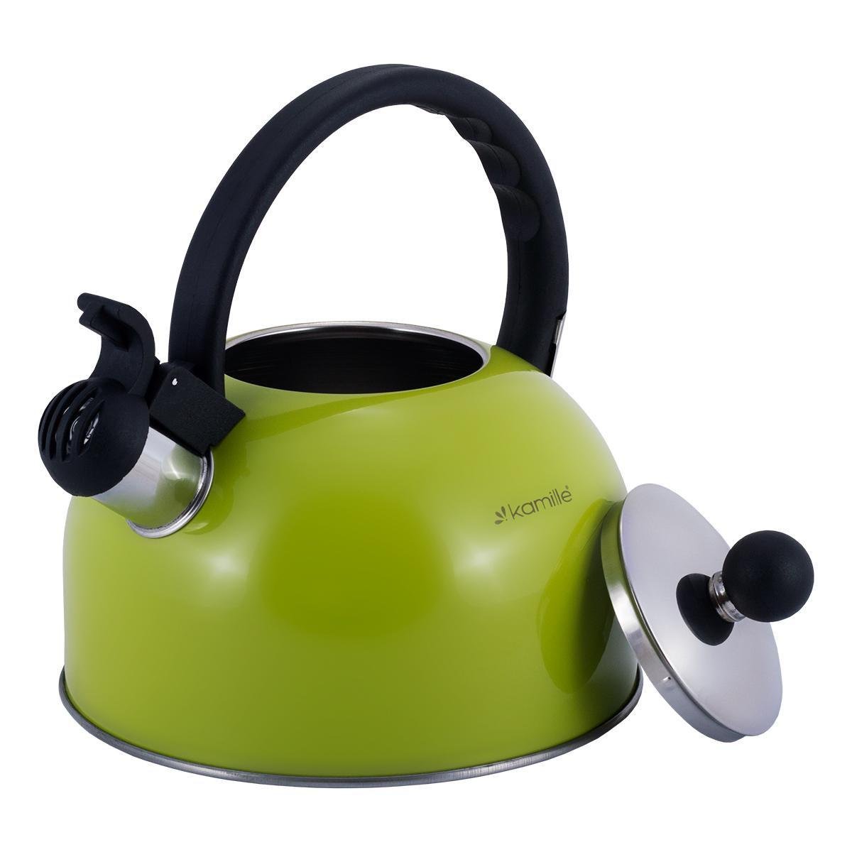 Чайник Kamille Vizo з нержавіючої сталі зі свистком 2,5 л Салатовий (13126113) - фото 3 Чайник Kamille Vizo з нержавіючої сталі зі свистком 2,5 л Салатовий (13126113) - фото 3
