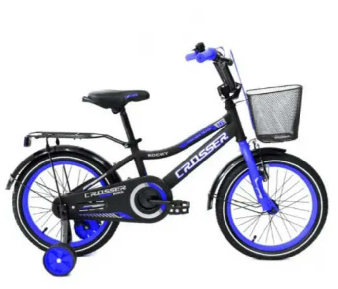 Дитячий велосипед Rocky Crosser-13 18" з кошиком і додатковими колесами Синій