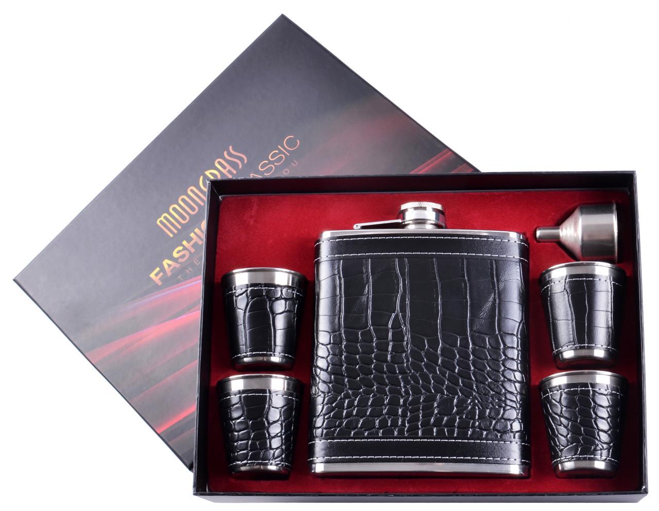 Набір фляга та 4 стопки Dark Wood 530 мл Чорний